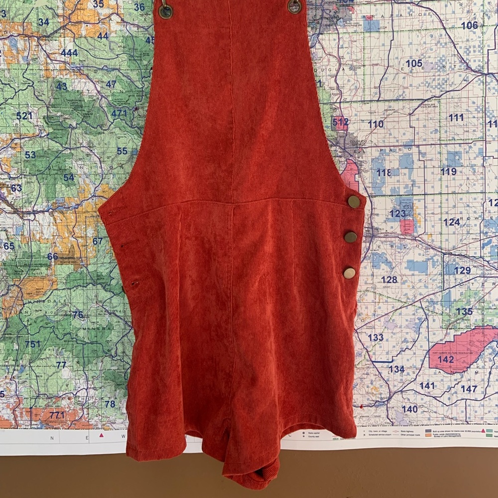 Burnt Orange Corduroy Overalls